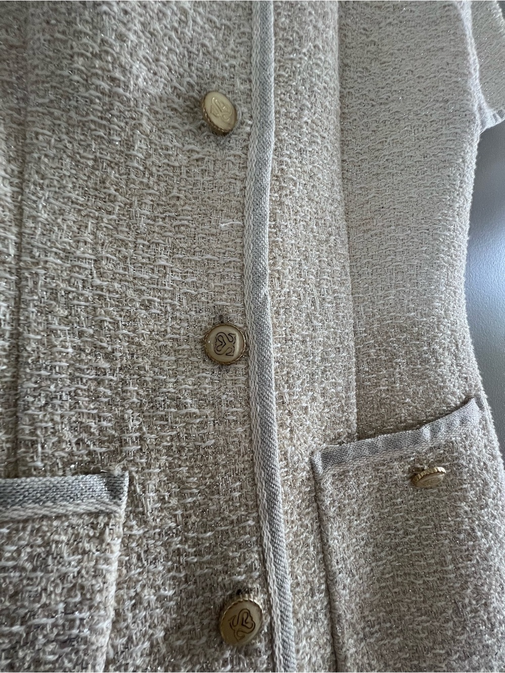 Sandro Cream Tweed Ruffle-Collar Jacket - Picture 5 of 6
